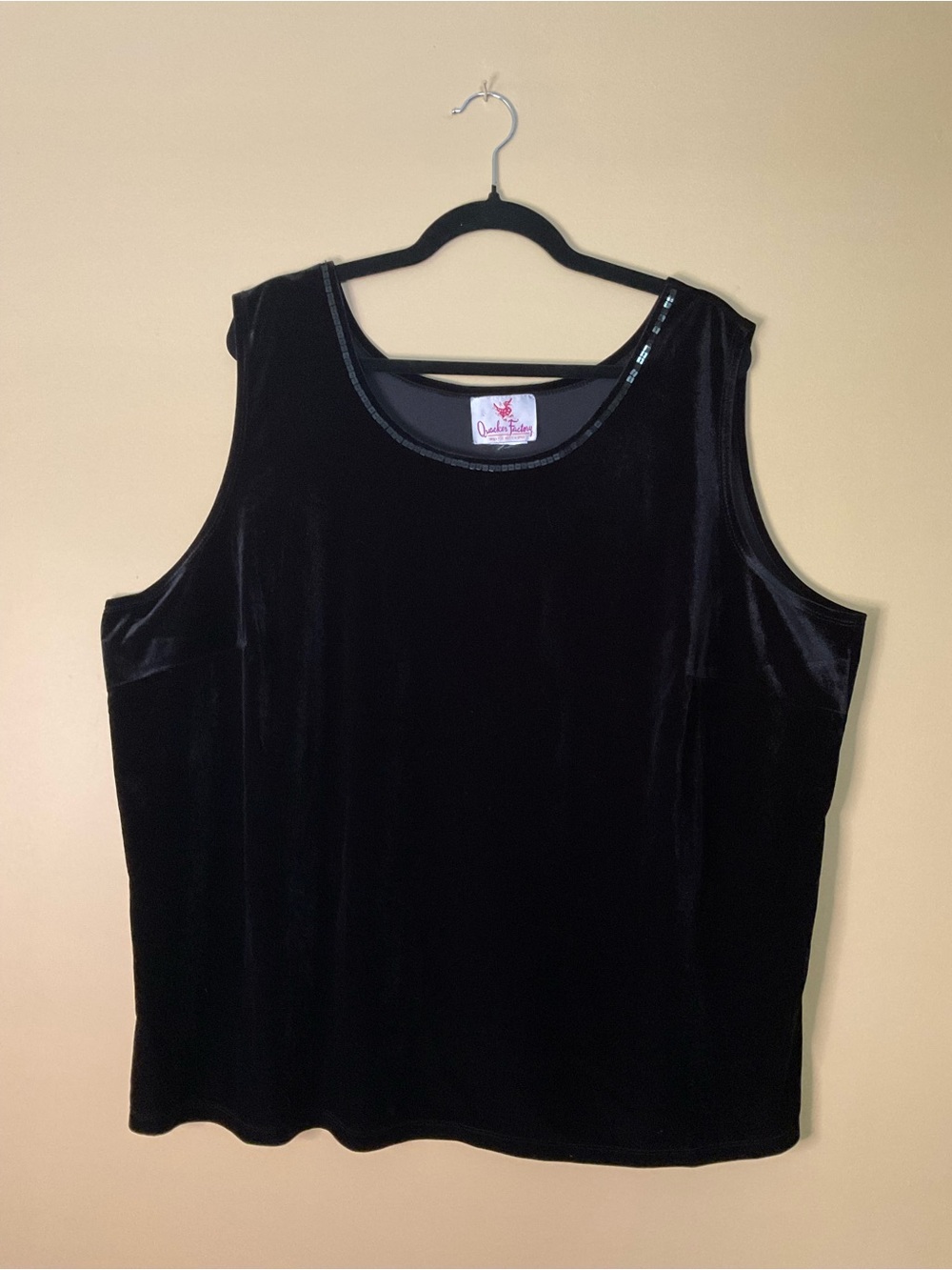 Quacker Factory Black Velvet Tank Top with Scoop Neck